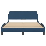 vidaXL Cadru de pat cu tăblie fără saltea, albastru, 140x190cm, textil