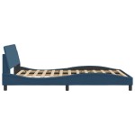 vidaXL Cadru de pat cu tăblie fără saltea, albastru, 140x190cm, textil