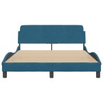 vidaXL Cadru de pat cu tăblie, albastru, 140x190 cm, catifea vidaXL Cadru de pat cu tăblie, albastru, 140x190 cm, catifea