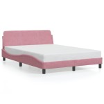 vidaXL Cadru de pat cu tăblie fără saltea, roz, 140x190 cm, catifea vidaXL Cadru de pat cu tăblie fără saltea, roz, 140x190 cm, catifea