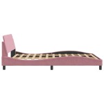 vidaXL Cadru de pat cu tăblie fără saltea, roz, 140x190 cm, catifea vidaXL Cadru de pat cu tăblie fără saltea, roz, 140x190 cm, catifea