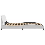 vidaXL Cadru de pat cu tăblie, alb, 140x190 cm, piele ecologică vidaXL Cadru de pat cu tăblie, alb, 140x190 cm, piele ecologică
