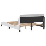 vidaXL Cadru de pat cu tăblie, alb, 140x190 cm, piele ecologică vidaXL Cadru de pat cu tăblie, alb, 140x190 cm, piele ecologică