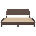 vidaXL Cadru de pat cu tăblie, maro, 140x190 cm, piele ecologică vidaXL Cadru de pat cu tăblie, maro, 140x190 cm, piele ecologică