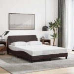 vidaXL Cadru de pat fără saltea, maro închis, 140x200 cm, textil vidaXL Cadru de pat fără saltea, maro închis, 140x200 cm, textil