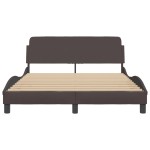 vidaXL Cadru de pat fără saltea, maro închis, 140x200 cm, textil vidaXL Cadru de pat fără saltea, maro închis, 140x200 cm, textil