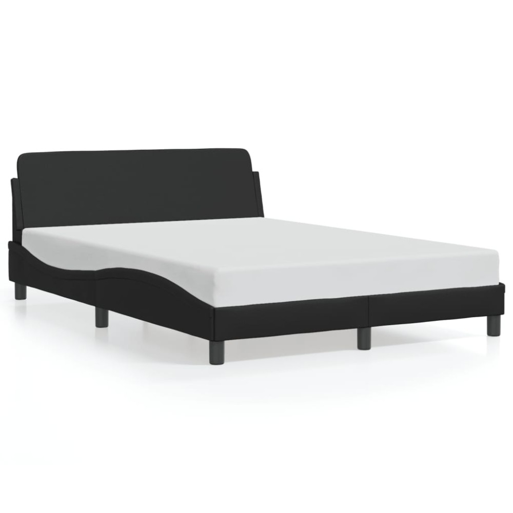 vidaXL Cadru de pat cu tăblie, negru, 140x200 cm, piele ecologică