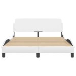 vidaXL Cadru de pat cu tăblie, alb, 140x200 cm, piele ecologică vidaXL Cadru de pat cu tăblie, alb, 140x200 cm, piele ecologică