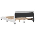 vidaXL Cadru de pat cu tăblie, alb, 140x200 cm, piele ecologică vidaXL Cadru de pat cu tăblie, alb, 140x200 cm, piele ecologică