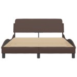 vidaXL Cadru de pat cu tăblie, maro, 140x200 cm, piele ecologică vidaXL Cadru de pat cu tăblie, maro, 140x200 cm, piele ecologică