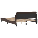 vidaXL Cadru de pat cu tăblie, maro, 140x200 cm, piele ecologică vidaXL Cadru de pat cu tăblie, maro, 140x200 cm, piele ecologică