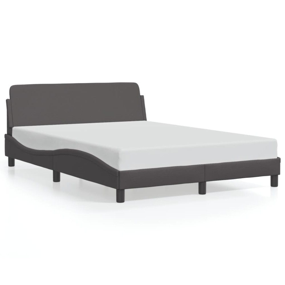 vidaXL Cadru de pat cu tăblie, gri, 140x200 cm, piele ecologică