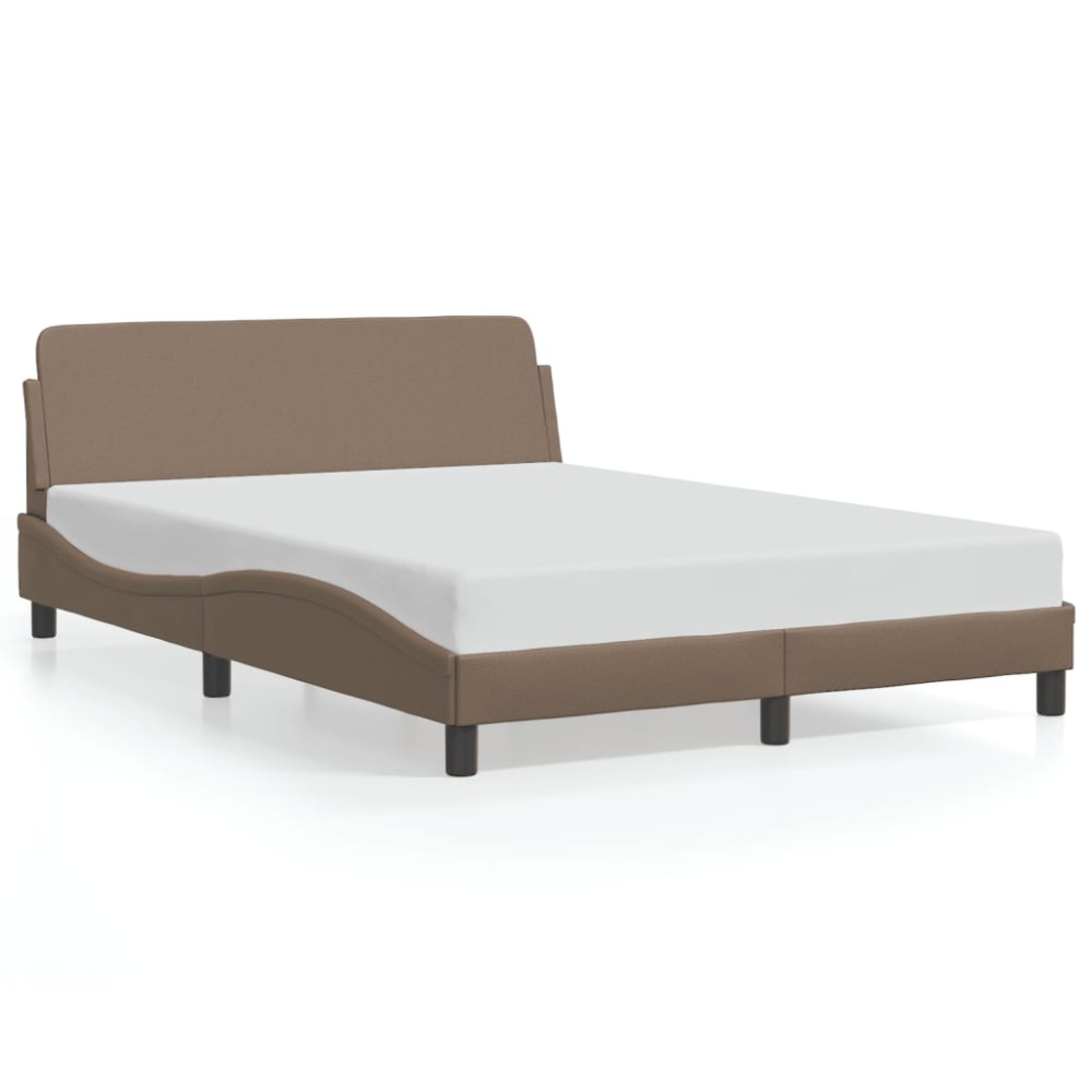 vidaXL Cadru de pat cu tăblie, cappuccino, 140x200 cm, piele ecologică