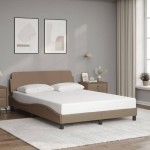 vidaXL Cadru de pat cu tăblie, cappuccino, 140x200 cm, piele ecologică vidaXL Cadru de pat cu tăblie, cappuccino, 140x200 cm, piele ecologică