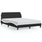 vidaXL Cadru de pat cu tăblie, negru/alb, 140x200 cm, piele ecologică vidaXL Cadru de pat cu tăblie, negru/alb, 140x200 cm, piele ecologică