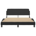 vidaXL Cadru de pat cu tăblie, negru/alb, 140x200 cm, piele ecologică vidaXL Cadru de pat cu tăblie, negru/alb, 140x200 cm, piele ecologică