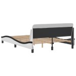 vidaXL Cadru de pat cu tăblie, alb/negru, 140x200 cm, piele ecologică vidaXL Cadru de pat cu tăblie, alb/negru, 140x200 cm, piele ecologică