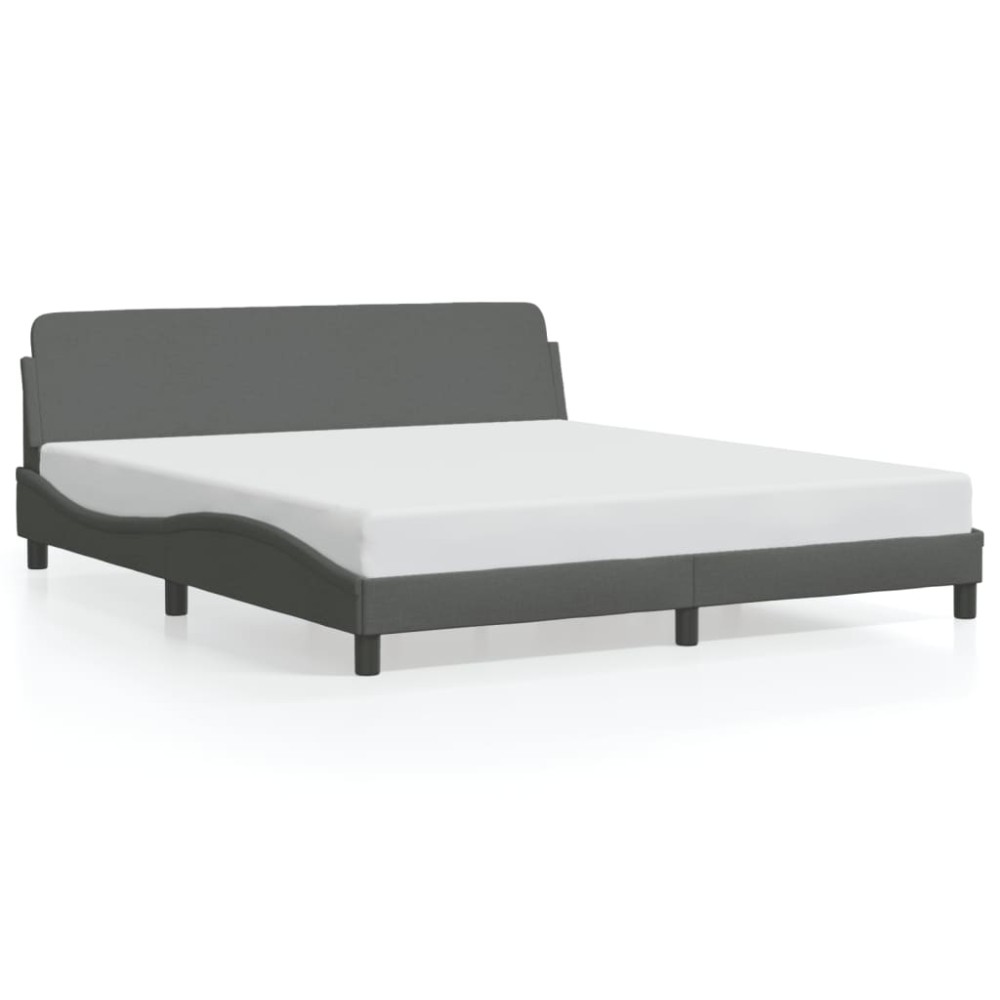 vidaXL Cadru de pat fără saltea, gri închis, 160x200 cm, textil