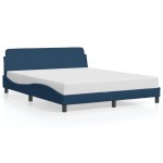 vidaXL Cadru de pat cu tăblie fără saltea, albastru, 160x200cm, textil