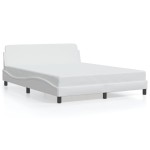 vidaXL Cadru de pat cu tăblie, alb, 160x200 cm, piele ecologică vidaXL Cadru de pat cu tăblie, alb, 160x200 cm, piele ecologică