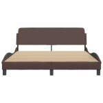 vidaXL Cadru de pat cu tăblie, maro, 160x200 cm, piele ecologică