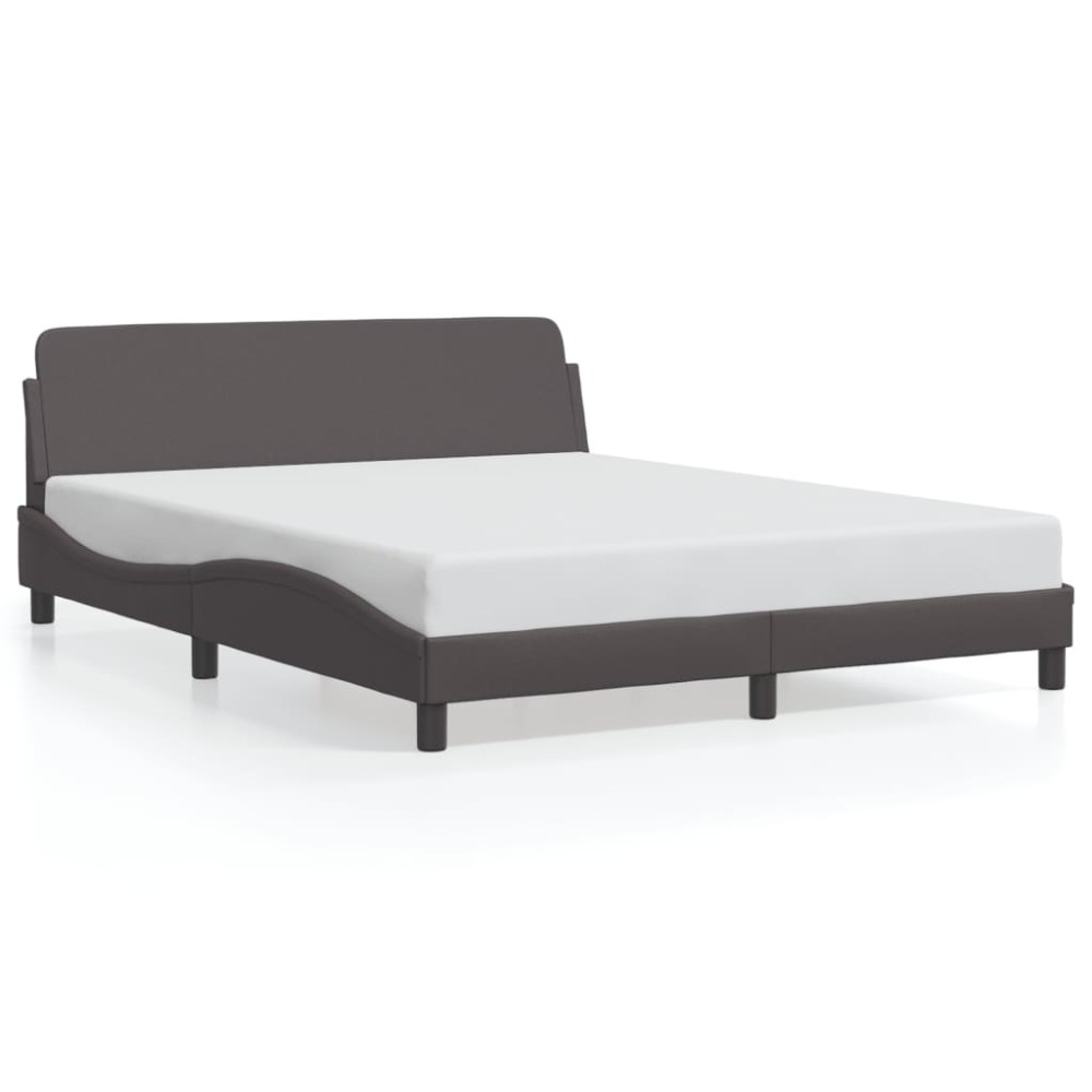 vidaXL Cadru de pat cu tăblie, gri, 160x200 cm, piele ecologică