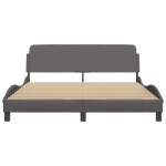 vidaXL Cadru de pat cu tăblie, gri, 160x200 cm, piele ecologică vidaXL Cadru de pat cu tăblie, gri, 160x200 cm, piele ecologică