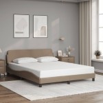 vidaXL Cadru de pat cu tăblie, cappuccino, 160x200 cm, piele ecologică vidaXL Cadru de pat cu tăblie, cappuccino, 160x200 cm, piele ecologică