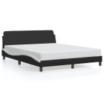 vidaXL Cadru de pat cu tăblie, negru/alb, 160x200 cm, piele ecologică vidaXL Cadru de pat cu tăblie, negru/alb, 160x200 cm, piele ecologică