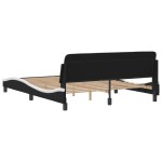 vidaXL Cadru de pat cu tăblie, negru/alb, 160x200 cm, piele ecologică vidaXL Cadru de pat cu tăblie, negru/alb, 160x200 cm, piele ecologică