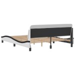 vidaXL Cadru de pat cu tăblie, alb/negru, 160x200 cm, piele ecologică vidaXL Cadru de pat cu tăblie, alb/negru, 160x200 cm, piele ecologică