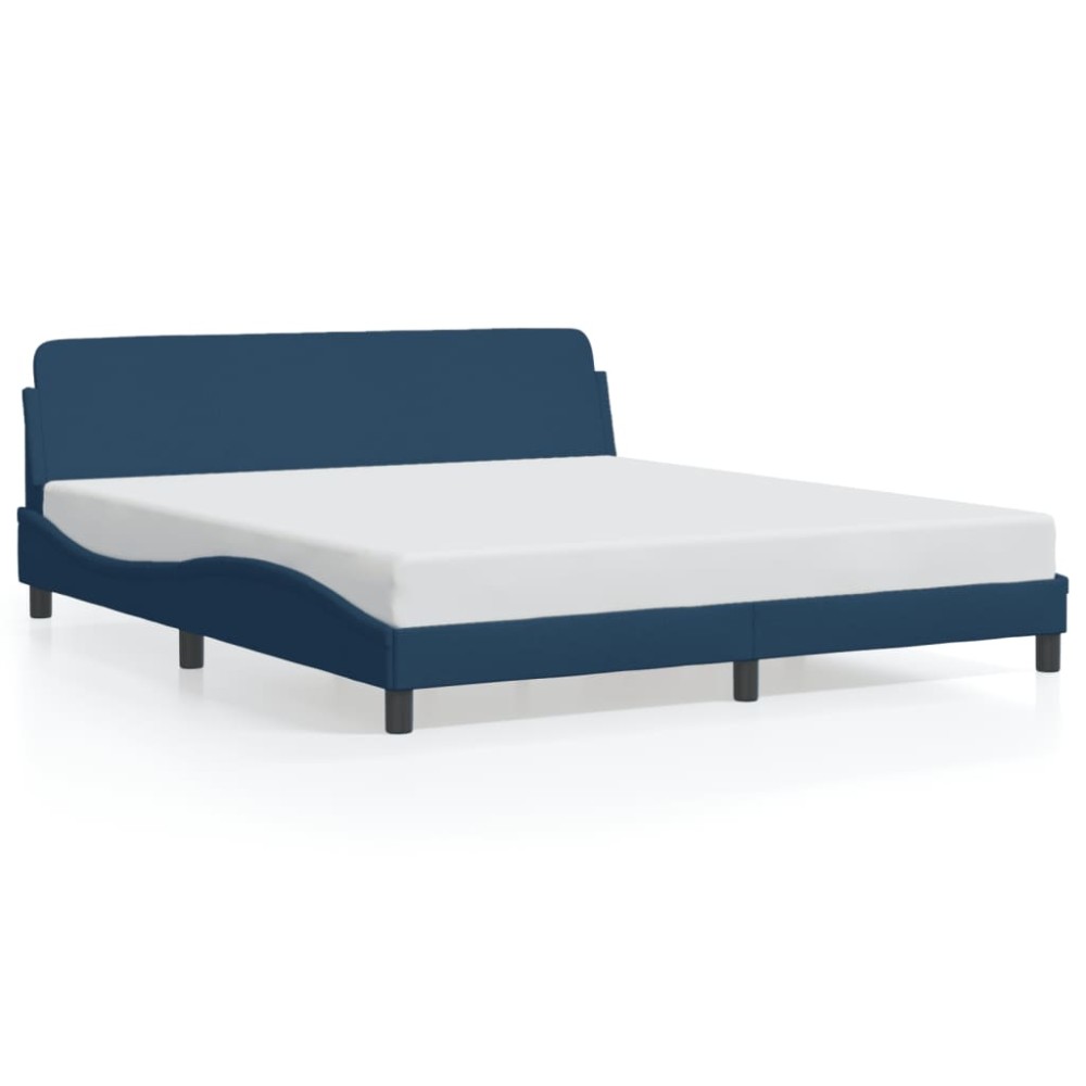 vidaXL Cadru de pat cu tăblie fără saltea, albastru, 180x200cm, textil