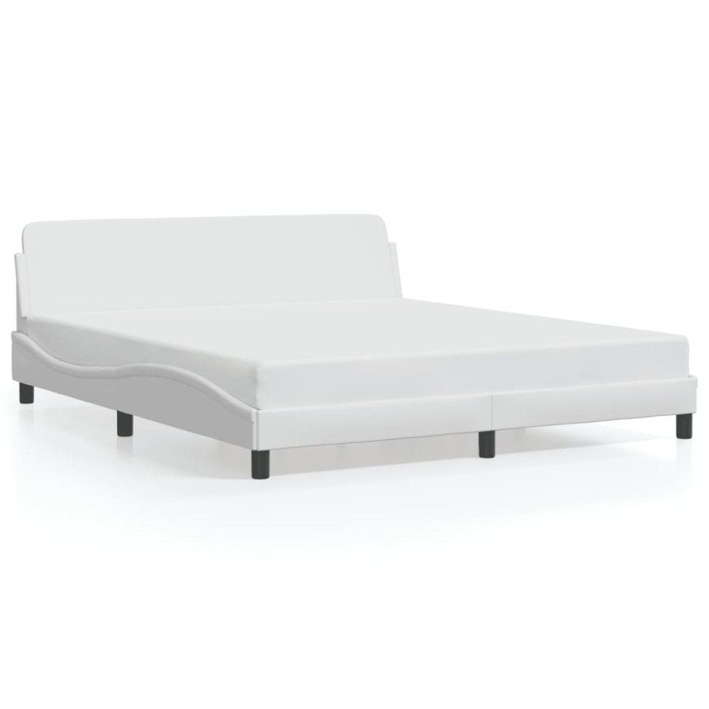 vidaXL Cadru de pat cu tăblie, alb, 180x200 cm, piele ecologică