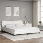 vidaXL Cadru de pat cu tăblie, alb, 180x200 cm, piele ecologică vidaXL Cadru de pat cu tăblie, alb, 180x200 cm, piele ecologică