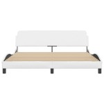 vidaXL Cadru de pat cu tăblie, alb, 180x200 cm, piele ecologică vidaXL Cadru de pat cu tăblie, alb, 180x200 cm, piele ecologică