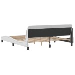 vidaXL Cadru de pat cu tăblie, alb, 180x200 cm, piele ecologică vidaXL Cadru de pat cu tăblie, alb, 180x200 cm, piele ecologică