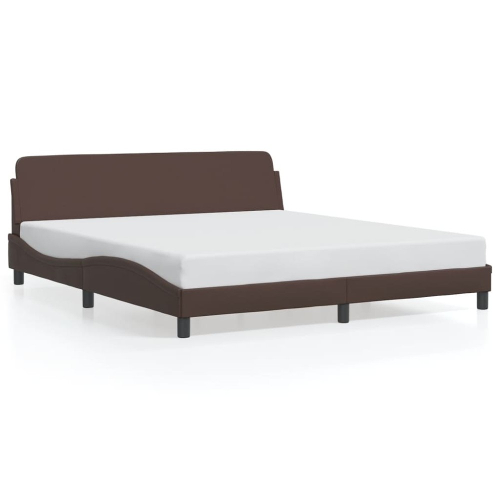 vidaXL Cadru de pat cu tăblie, maro, 180x200 cm, piele ecologică