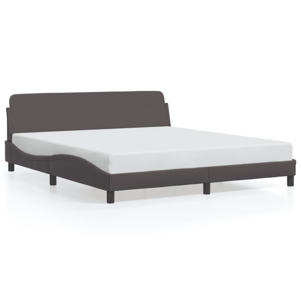 vidaXL Cadru de pat cu tăblie, gri, 180x200 cm, piele ecologică