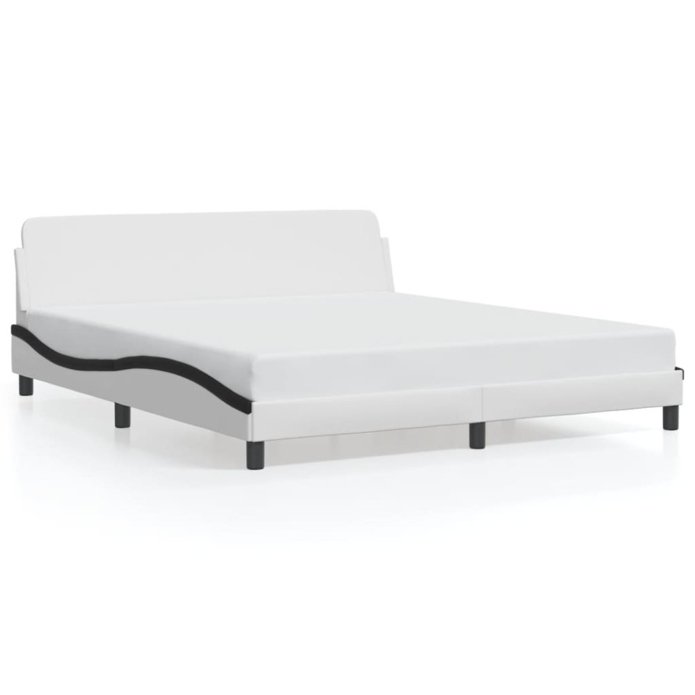 vidaXL Cadru de pat cu tăblie alb și negru 180x200cm piele artificială