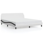 vidaXL Cadru de pat cu tăblie alb și negru 180x200cm piele artificială
