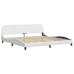 vidaXL Cadru de pat cu tăblie, alb, 200x200 cm, piele ecologică