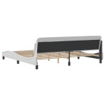vidaXL Cadru de pat cu tăblie, alb, 200x200 cm, piele ecologică