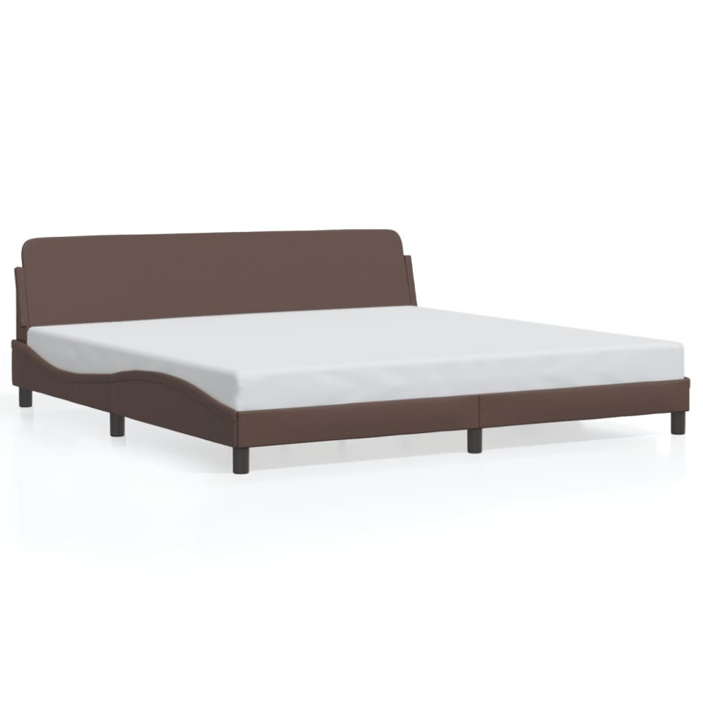 vidaXL Cadru de pat cu tăblie, maro, 200x200 cm, piele ecologică