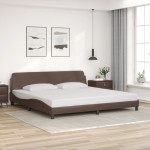 vidaXL Cadru de pat cu tăblie, maro, 200x200 cm, piele ecologică vidaXL Cadru de pat cu tăblie, maro, 200x200 cm, piele ecologică