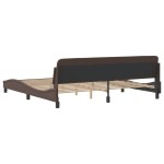 vidaXL Cadru de pat cu tăblie, maro, 200x200 cm, piele ecologică vidaXL Cadru de pat cu tăblie, maro, 200x200 cm, piele ecologică