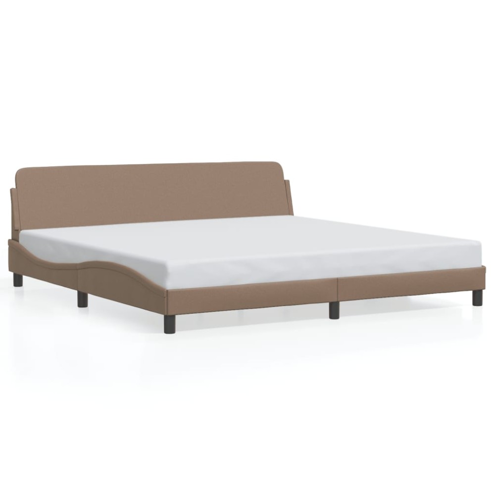 vidaXL Cadru de pat cu tăblie, cappuccino, 200x200 cm, piele ecologică