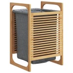 vidaXL Coș de rufe cu sac gri 32x30x36,5 cm, bambus vidaXL Coș de rufe cu sac gri 32x30x36,5 cm, bambus