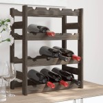 vidaXL Suport sticle de vin, 16 sticle, gri, lemn masiv de pin vidaXL Suport sticle de vin, 16 sticle, gri, lemn masiv de pin