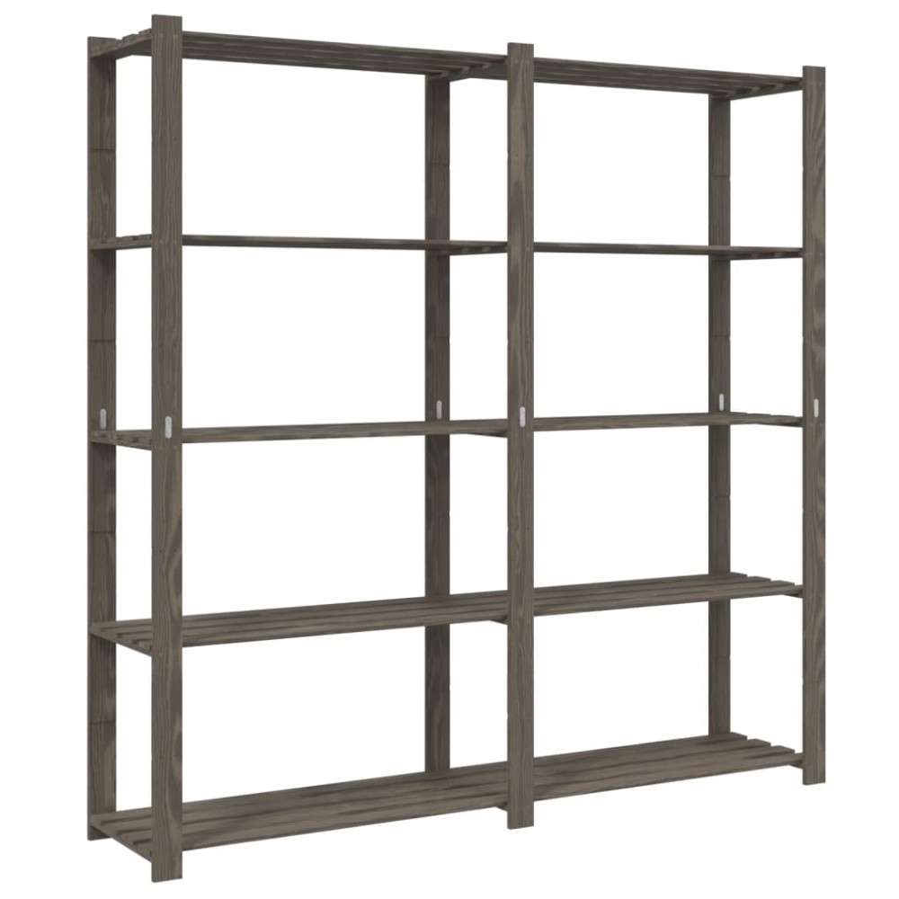 vidaXL Suport depozitare 5 niveluri gri, 170x38x170 cm, lemn masiv pin
