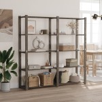 vidaXL Suport depozitare 5 niveluri gri, 170x38x170 cm, lemn masiv pin vidaXL Suport depozitare 5 niveluri gri, 170x38x170 cm, lemn masiv pin